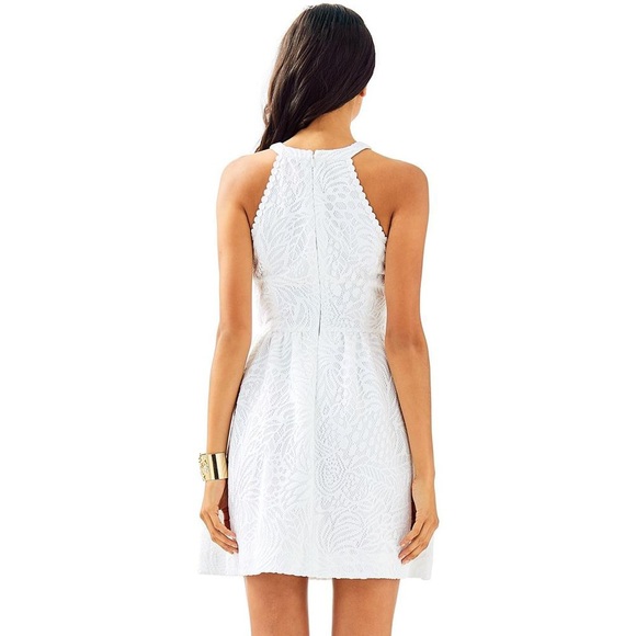 Kinley Dress in Resort White Tropical Fruit Lace - Picture 9 of 10